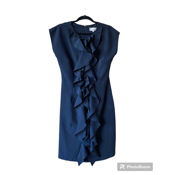 Olivia Matthews Round Neck Cap Sleeves Ruffle Front Mini 10 - Picture 1 of 7